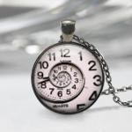 Clock Necklace Pendant, Clock pendant, Black Charm, Art Pendant