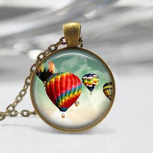 Hot Air Balloon Pendant,Glass art Pendant, Hot Air balloon Necklace 01
