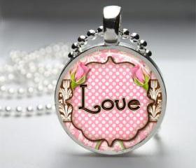 1 inch Round Pendant Tray - LOVE