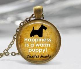 1 inch Round Pendant Tray - Happiness is a warm puppy