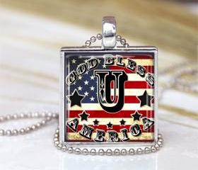 1 inch Pendant Tray - Good Bless America Initial U