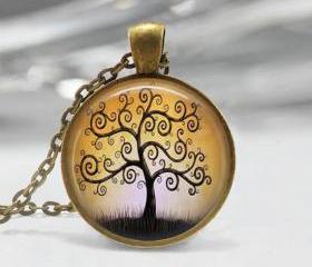 1 inch Round Pendant Tray - Tree Of Life 01