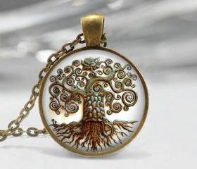 1 inch Round Pendant Tray - Tree Of Life 02