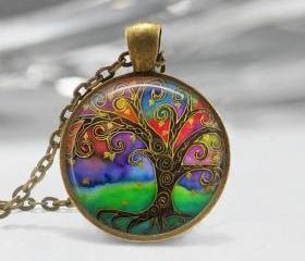 1 inch Round Pendant Tray - Tree Of Life 03