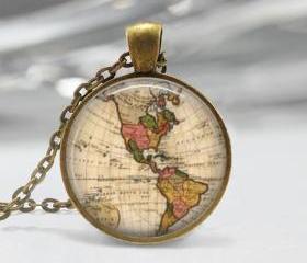 Old Map Pendant Resin Pendant Bronze