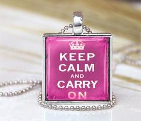 Vintage Keep Calm And Carry On Pendant Pink