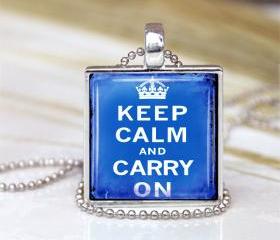 Vintage Keep Calm And Carry On Pendant Blue
