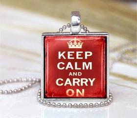 Vintage Keep Calm And Carry On Pendant Red