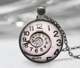 Clock Necklace Pendant, Clock pendant, Black Charm, Art Pendant
